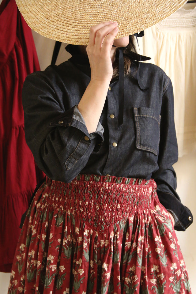 Unisex black denim shirt