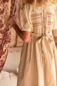 Robe à smocks coton naturel