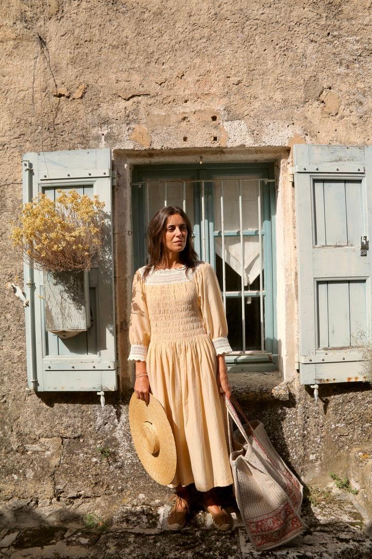 butter-colored romantic dress