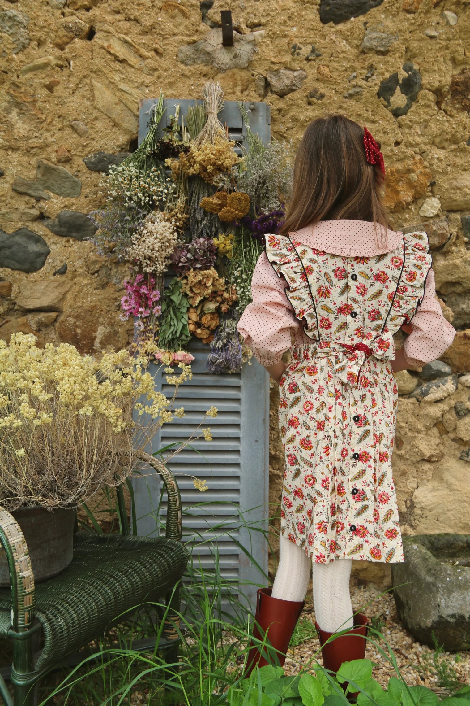 A-line printed pinafore dress