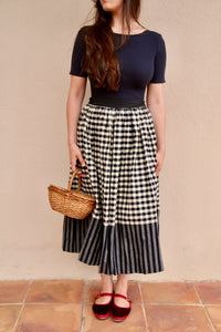 Orange Blossom Navy Vichy skirt