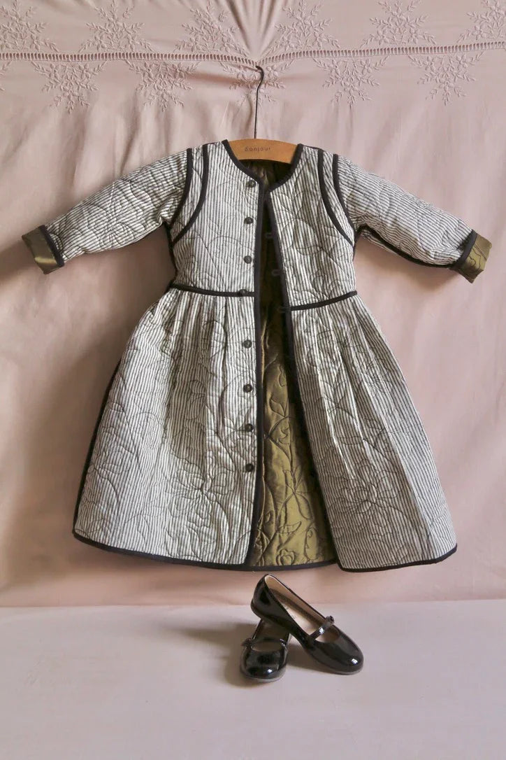 Reversible khaki taffeta coat dress