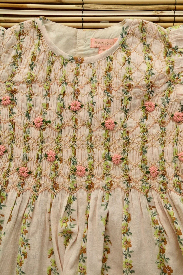 Blouse à smocks farandole de fleurs