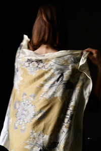 Large silk scarf curry poppy