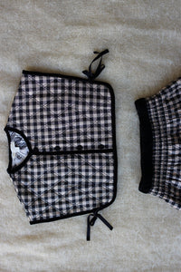 Quilted skirt and top set in black gingham lurex