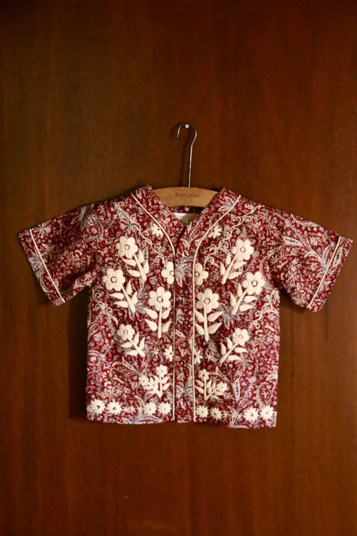 red cashmere chemisette sold in its matching box