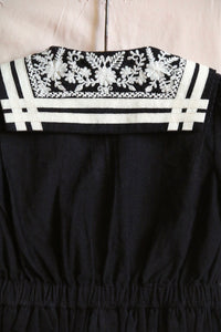Black velvet sailor collar blouse