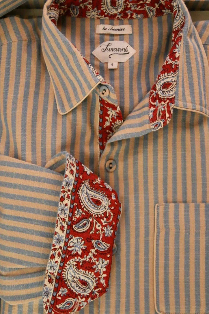 Shirt with transat chevron stripes in its matching box