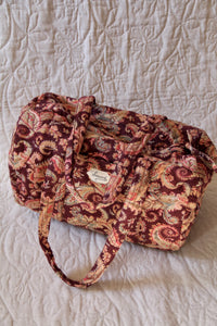quilted cashmere bowling bag burgundy