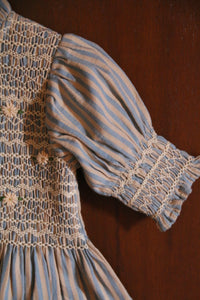 Blouse à smocks rayure transat ciel vanille
