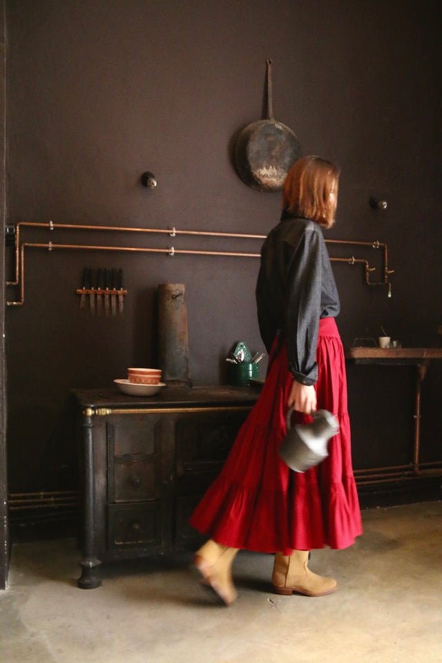 Long Marguerite Rouge burgundy skirt