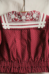 Red polka dot sailor collar blouse