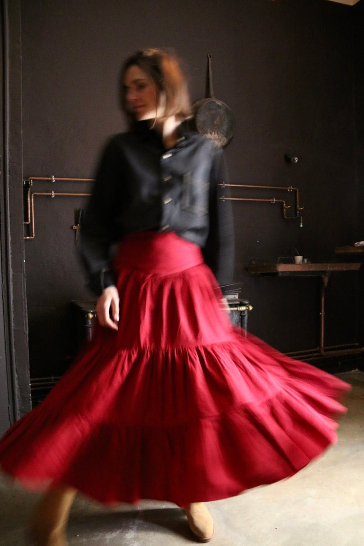 Long Marguerite Rouge burgundy skirt