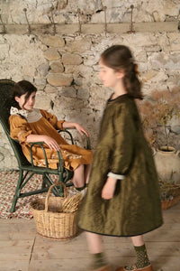 Reversible khaki taffeta coat dress