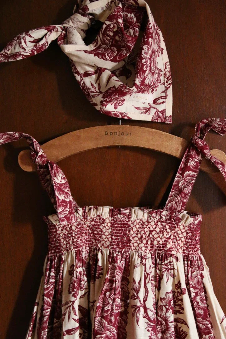Robe jupon les oiseaux et son foulard triangle assorti
