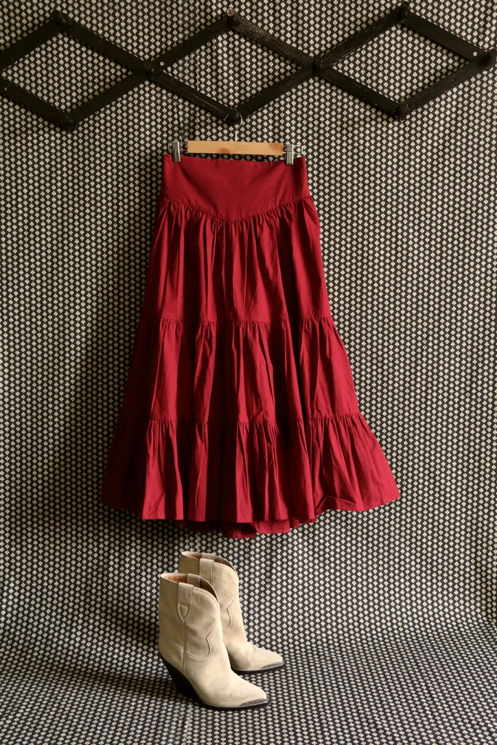 Long Marguerite Rouge burgundy skirt