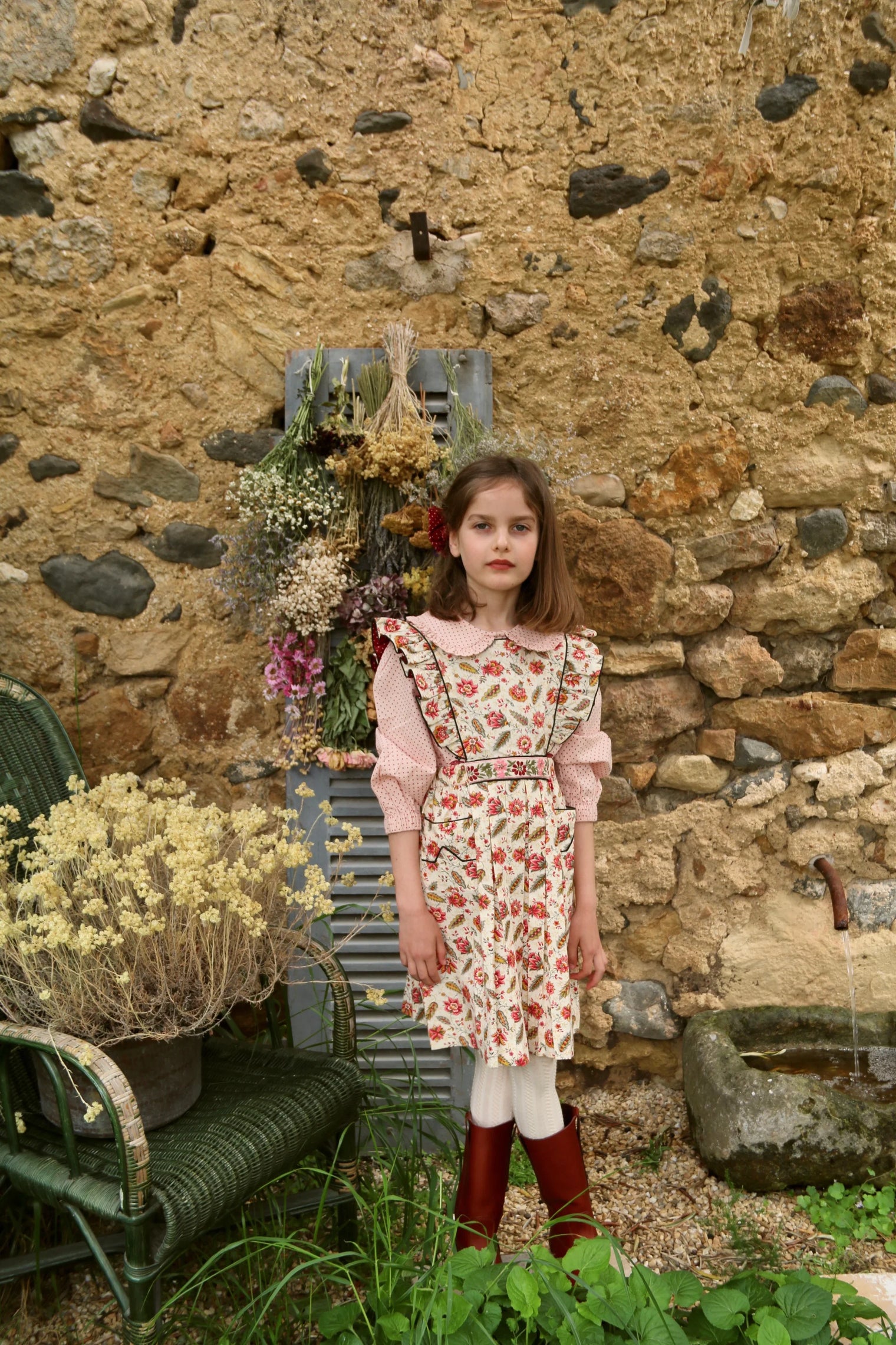 A-line printed pinafore dress