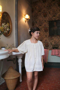 Longue blouse brodée ivoire