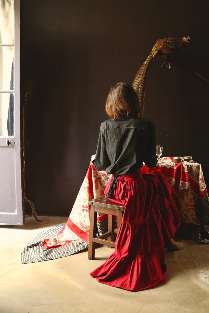 Long Marguerite Rouge burgundy skirt