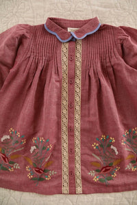 Red embroidered chambray tunic