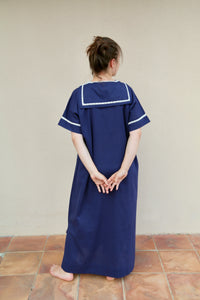 kurta dress with sailor collar, navy