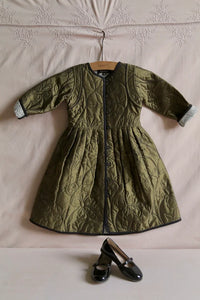 Reversible khaki taffeta coat dress