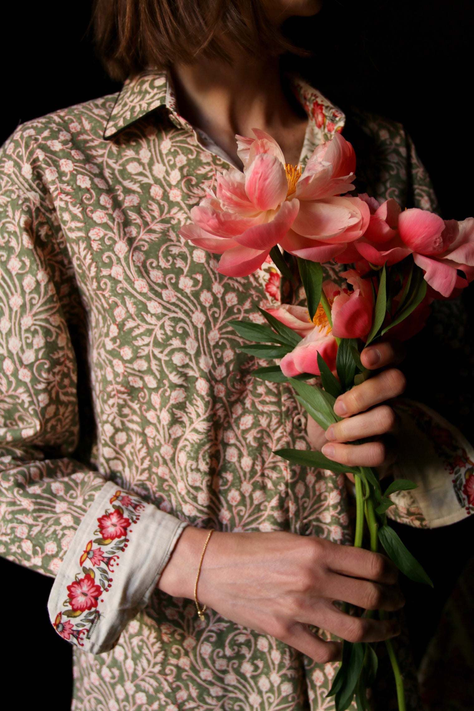 Chemise unisex printed "foliage"