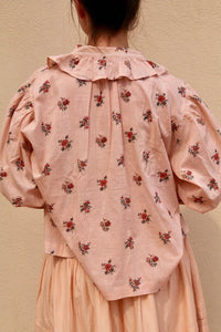nude pink floral garden blouse