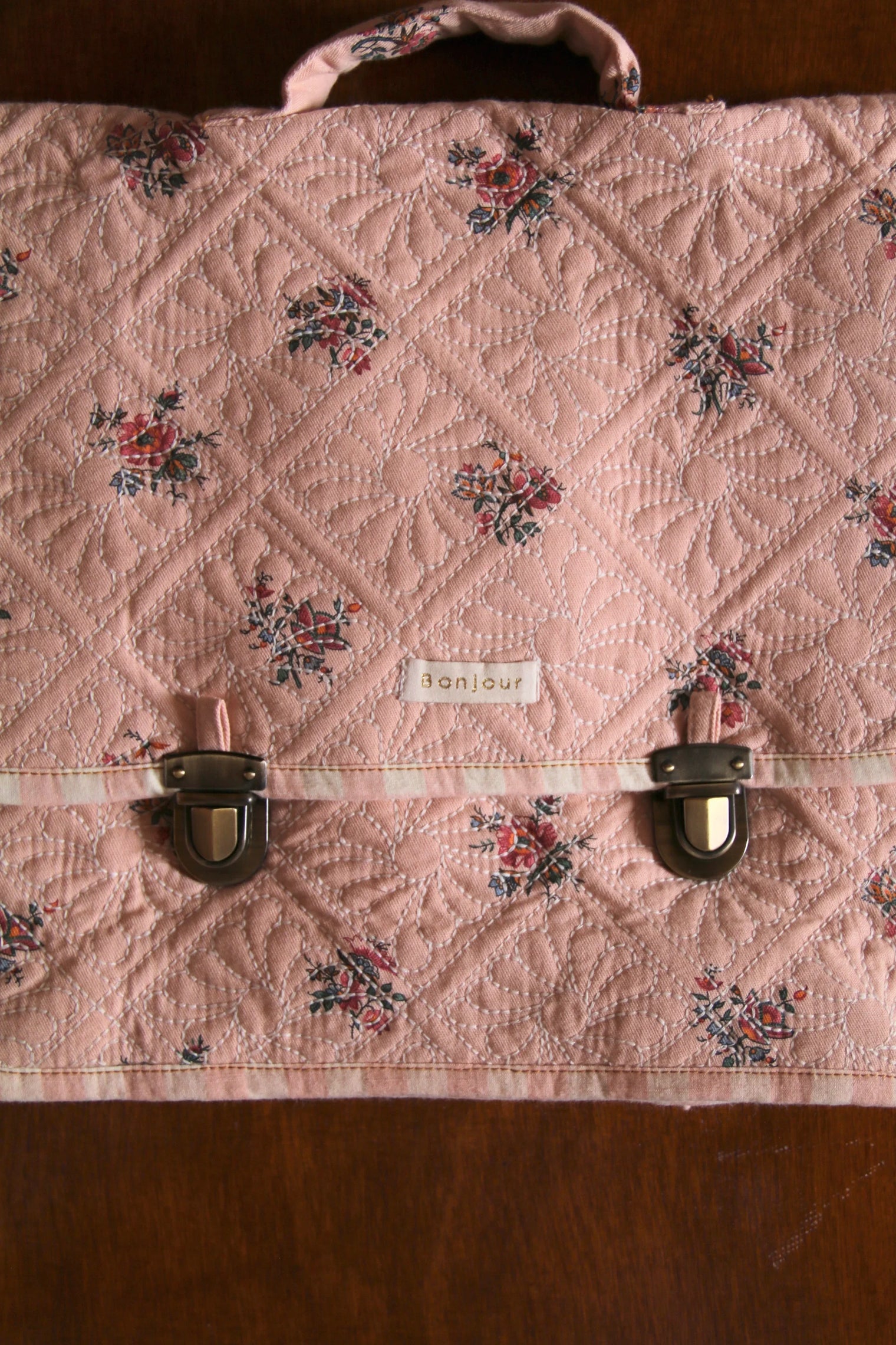 Cartable matelassé garden flowers rose