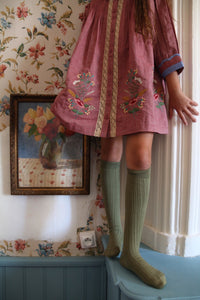Red embroidered chambray tunic