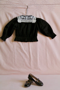 Black velvet sailor collar blouse