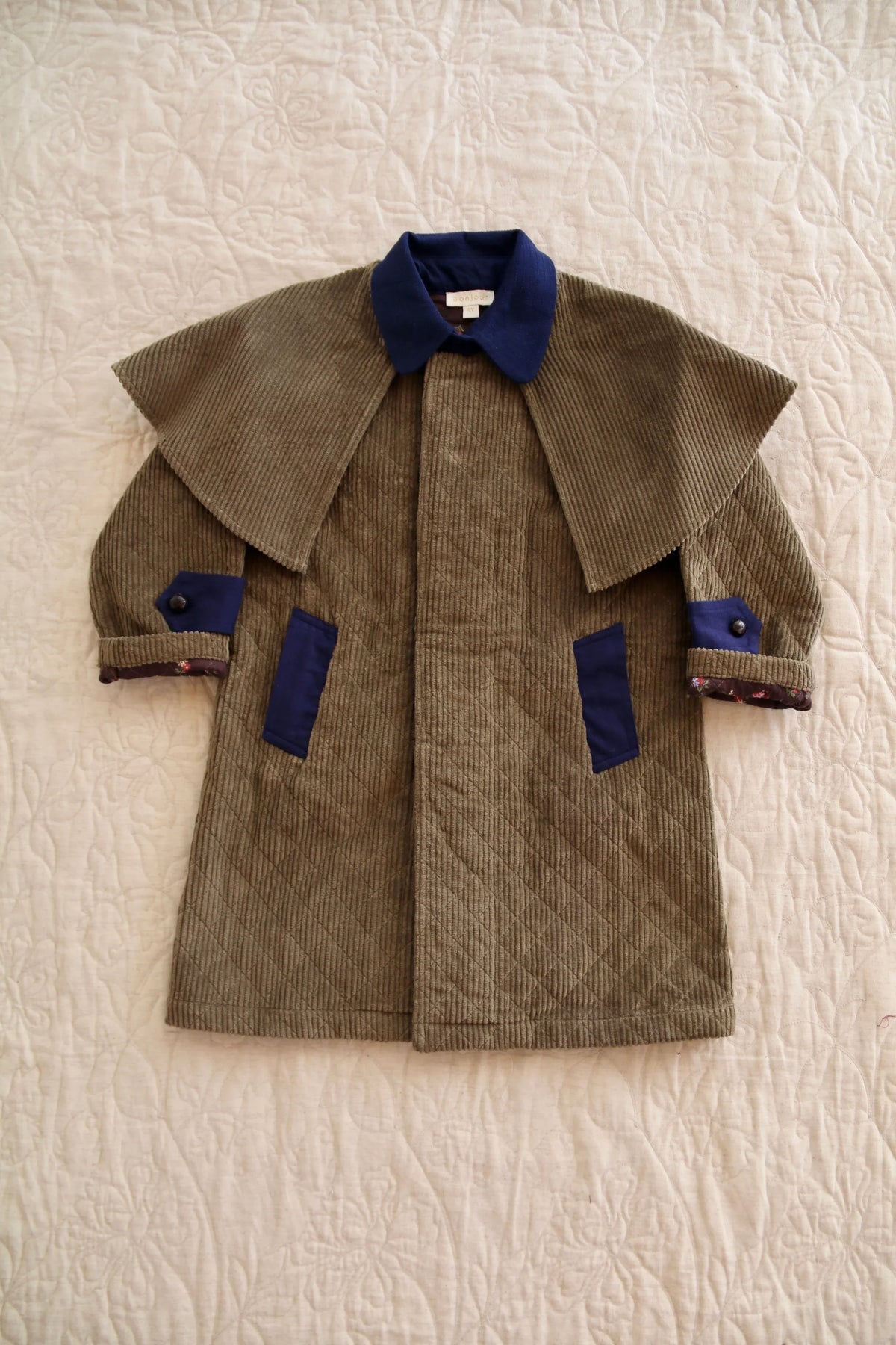 manteau matelassé cape amovible kaki