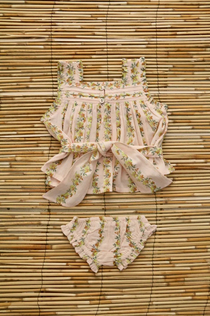 Ensemble top et culotte imprimé farandole de fleurs