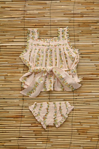 Ensemble top et culotte imprimé farandole de fleurs