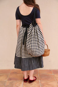 Orange Blossom Navy Vichy skirt