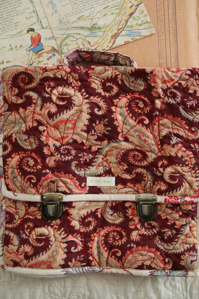 Cartable matelassé cashemere burgundy