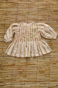Blouse à smocks farandole de fleurs