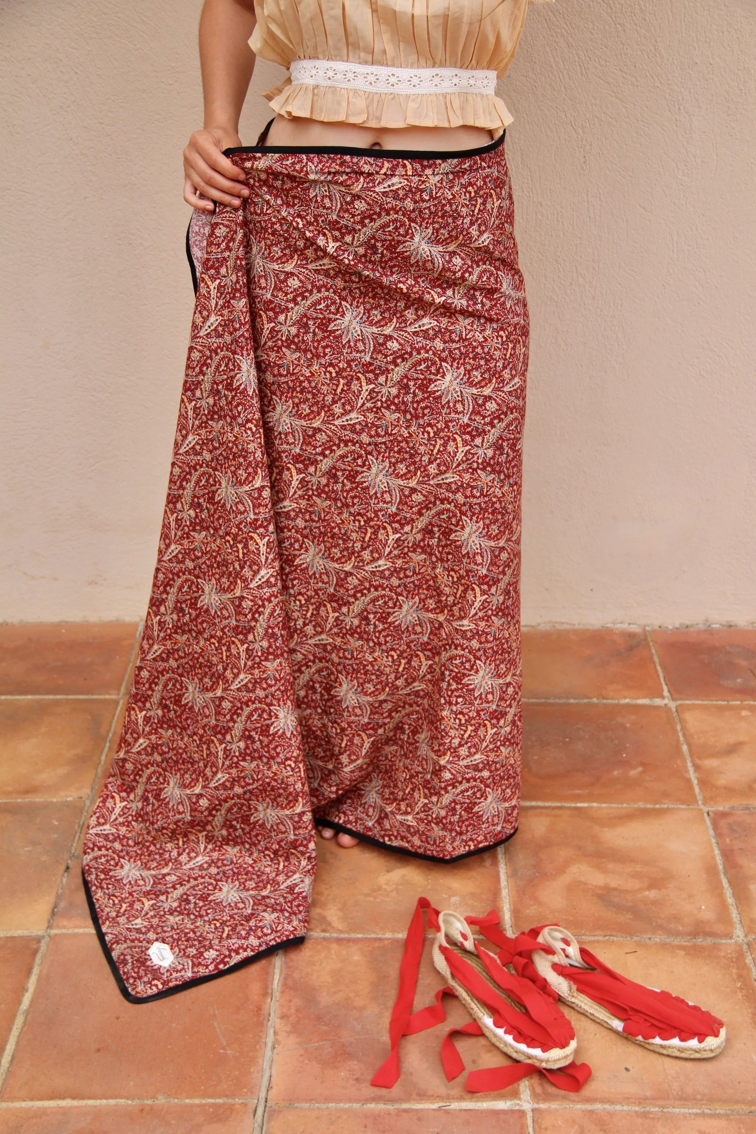 Cashmere Red Printed Sarong
