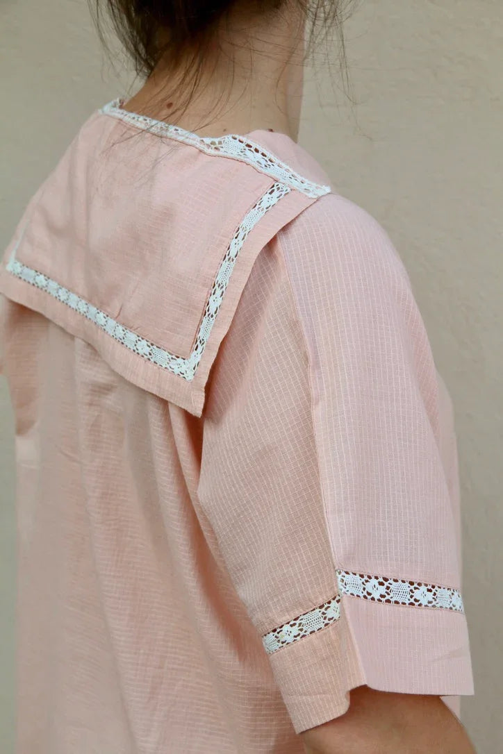 kurta dress with sailor collar nude pink