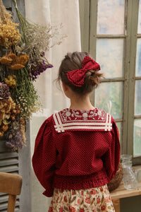 Red polka dot sailor collar blouse