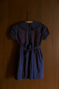 Robe à smocks voile carreau marine