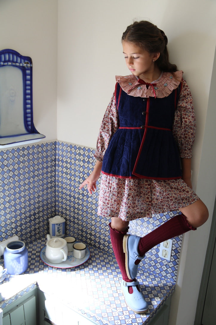 Gilet matelassé en velours cotelé marine