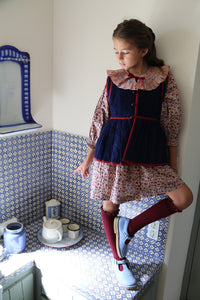 Gilet matelassé en velours cotelé marine