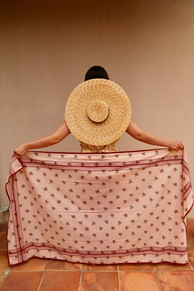 Paréo jardin fleuri rose