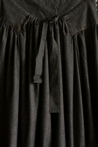 Long "Marguerite" black denim skirt