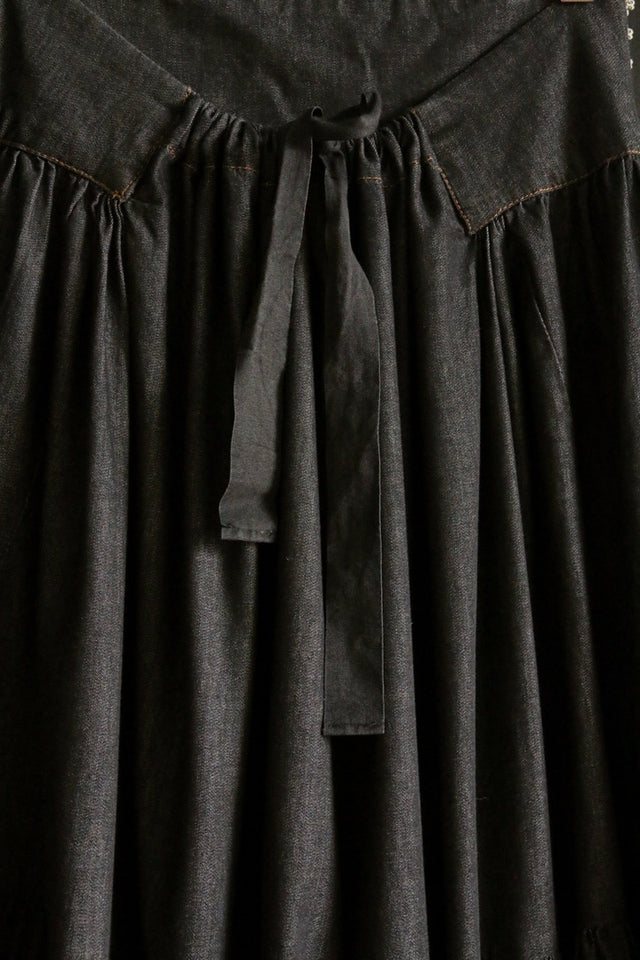 Long "Marguerite" black denim skirt
