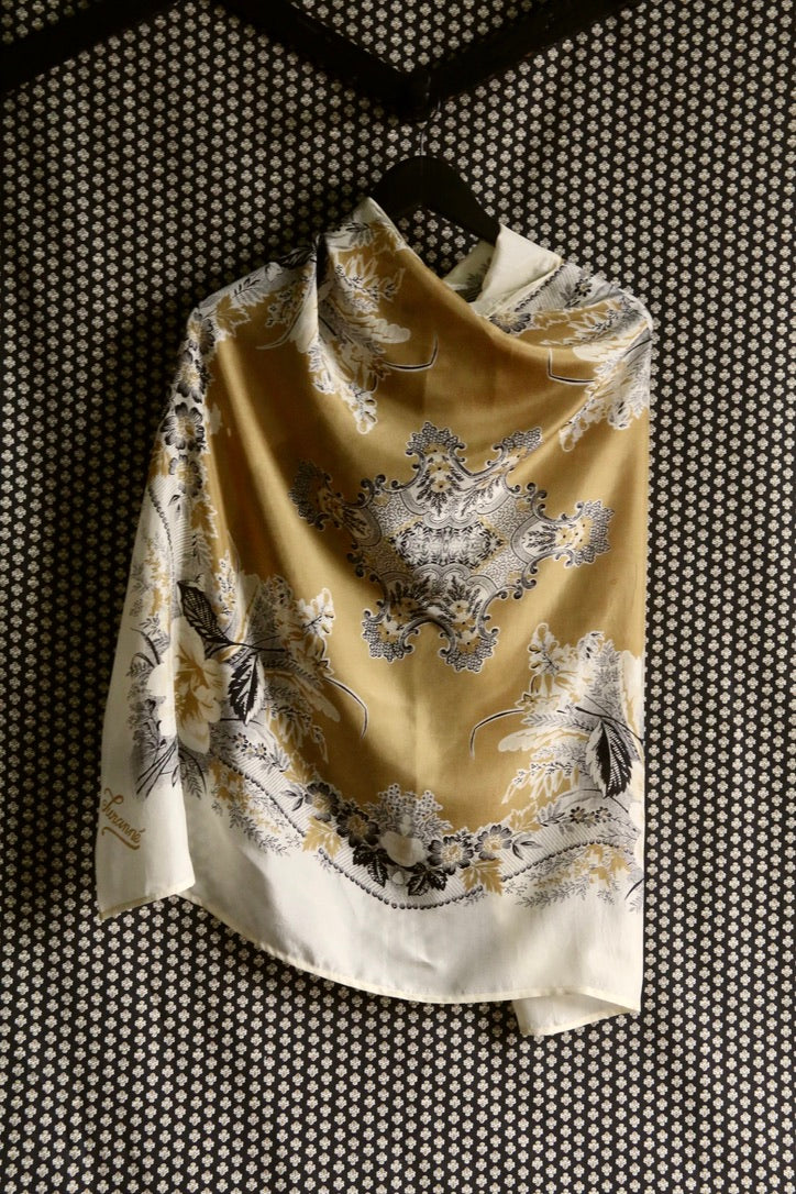 Large silk scarf curry poppy