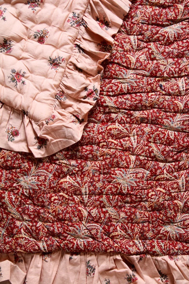 Edredon jardin fleuri rose