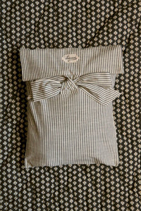 Black & ivory striped smocked blouse