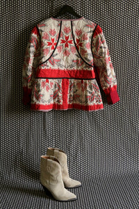 Veste matelassée réversible Burgundy Red / "bandana wheat ears" print